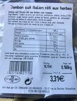 Mängden socker i Jambon cuit italien rôti aux herbes