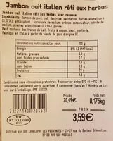 Mängden socker i Jambon cuit Italien rôti aux herbes