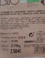 Mängden socker i Terrine de campagne bio