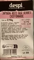 Mängden socker i Jambon rôti aux herbes