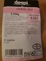 Mängden socker i Chorizo vela