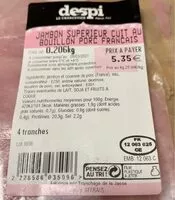 Mängden socker i Jambon superieur cuit bouillon porc francais