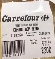 Mängden socker i Cantal aop jeune