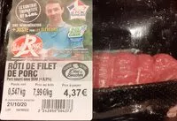 Mängden socker i Rôti de filet de porc sans ogm