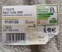 Mängden socker i 2 filets de poulet