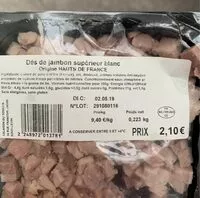 Mängden socker i Dés de jambon superieur blanc