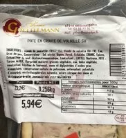 Mängden socker i PATE EN CROUTE DE VOLAILLE SV