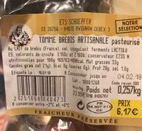 Mängden socker i Tomme de brebis artisanale