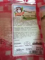 Mängden socker i pate de foie de porc en tranche