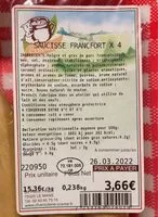 Mängden socker i Saucisse de francfort