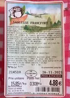 Mängden socker i Saucisse francfort