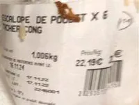 Mängden socker i Escalope de poulet casher