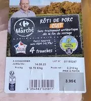 Mängden socker i Rôti de porc cuit