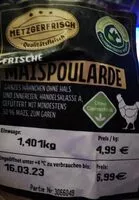 Mängden socker i Frische Maispoularde, ganzes Hähnchen ohne Hals und Innereien