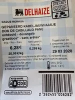 Mängden socker i Dos de cabillaud pané