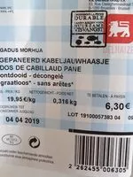 Mängden socker i Dos de cabillaud pané