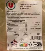 Mängden socker i Jambon cuit supérieur avec couenne 4 tranches