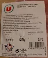 Mängden socker i Jambon Supérieur sans couenne 4 tranches