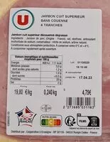 Mängden socker i Jambon cuit supérieur sans couenne