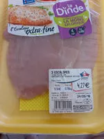 Mängden socker i escalopes extra fines de dinde