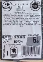 Mängden socker i Comte AOP 18 mois