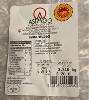 Mängden socker i Formaggio Asiago