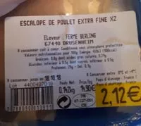 Mängden socker i Escalope de poulet extra fine