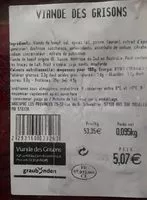 Mängden socker i Viande des grisons