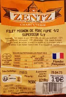 Mängden socker i Filet mignon de porc fumé 1/2 supérieur S/V