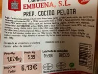 Mängden socker i Preparado Cocido Pelota
