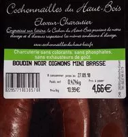 Mängden socker i Boudin noir oignons mini brasse