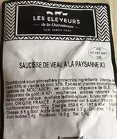 Mängden socker i Saucisse de veau a la paysanne