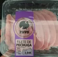 Mängden socker i Filete de pechuga de pavo