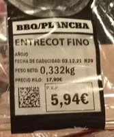 Mängden socker i Entrecot fino