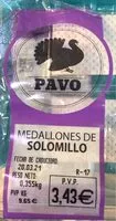 Mängden socker i Medallones de solomillo de pavo