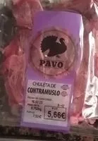 Mängden socker i Chuleta de Contramuslo de Pavo