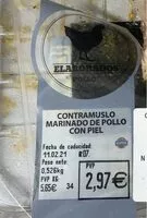 Mängden socker i Contramuslo marinado de pollo con piel