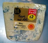 Mängden socker i Bleu d'Auvergne