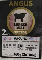 Mängden socker i Burger meat Angus gruesa