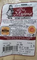 Mängden socker i Queso Mahón Menorca Semicurado