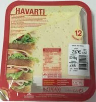 Mängden socker i Havarti queso en lonchas