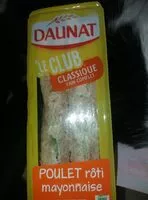 Mängden socker i Sandwich Daunat classique poulet rôti mayo