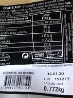 Mängden socker i Comte aop