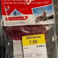 Mängden socker i Viande des grisons