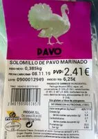 Mängden socker i Solomillo de pavo marinado
