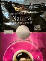 Mängden socker i Café molido de tueste Natural en monodosis