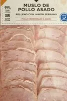 Mängden socker i Muslo de pollo asado relleno de jamón serrano