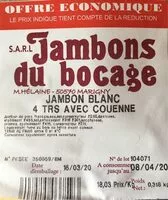 Mängden socker i Jambon blanc avec couenne