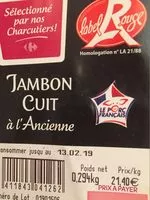 Mängden socker i Jambon cuit à l'ancienne