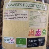 Mängden socker i amandes decortiquees